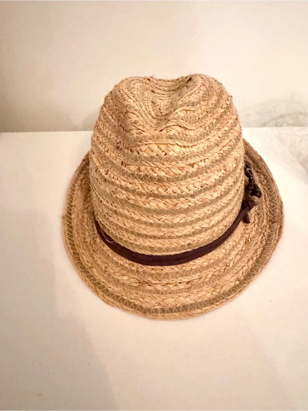 Vintage Scala Pronto Natural Fedora with Wooden Accent